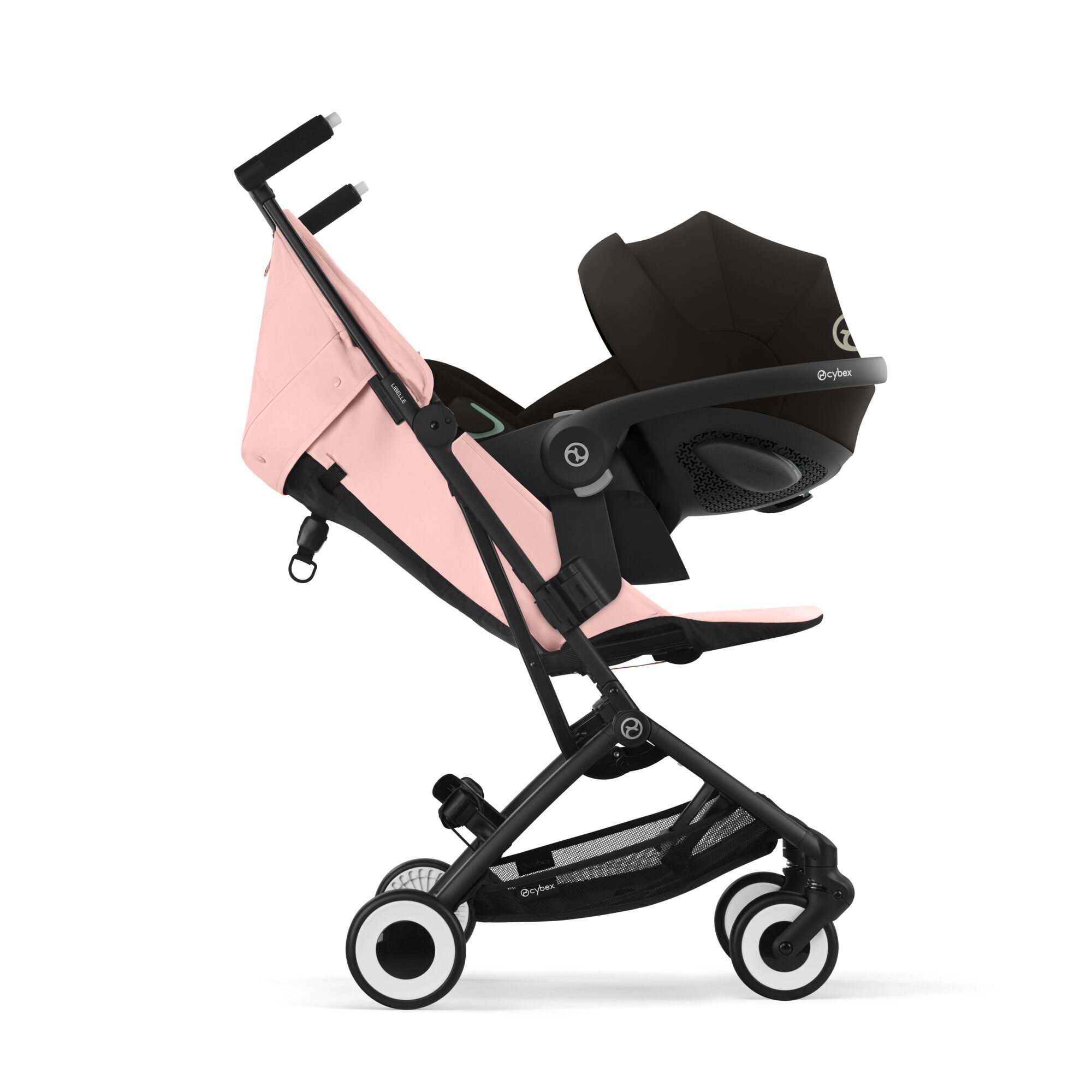 CYBEX Libelle 2025 旅行系统快接态：装上 CYBEX 安全座椅，drive → stroll 不惊醒宝宝