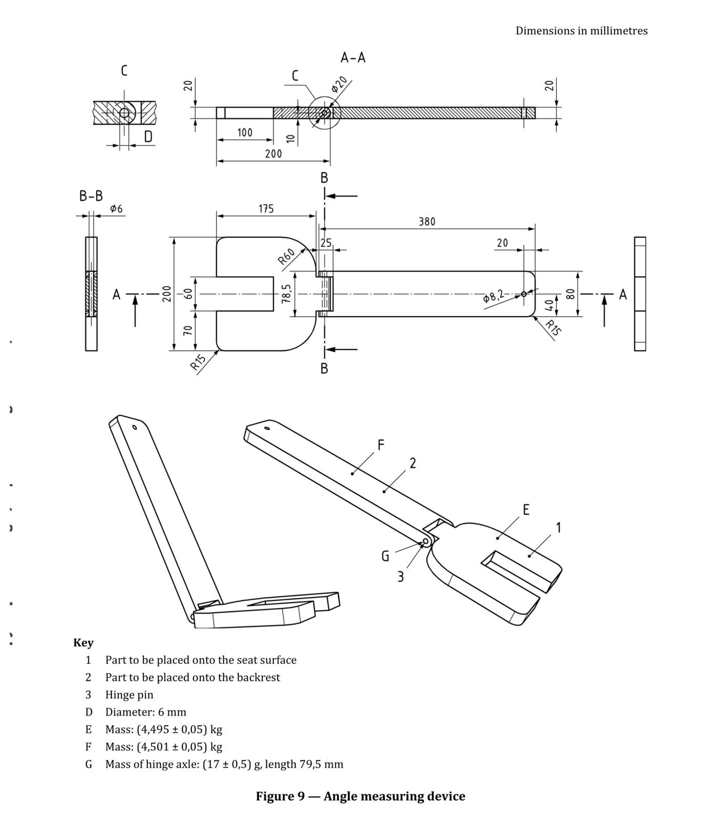 标准 Figure 9 — 角度测量装置