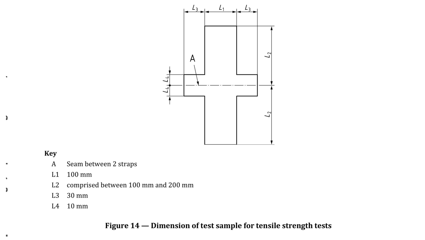 标准 Figure 14 — 抗拉强度试验试样尺寸