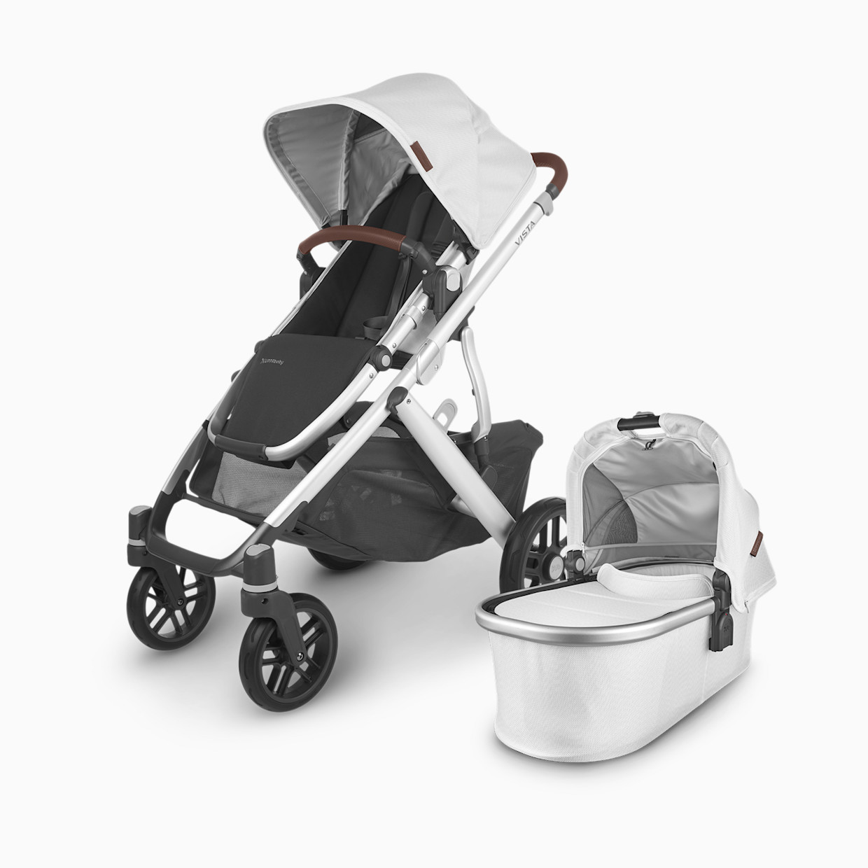 UPPAbaby Vista V2 婴儿车产品图(铝合金车架 / 全粒面皮质扶手 / 前小后大四轮)